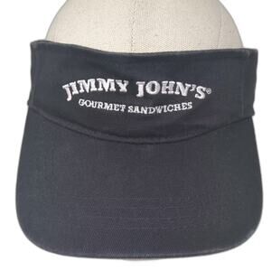 Jimmy John's Gourmet Sandwiches Visor Hat Black White Strapback OS Embroidered